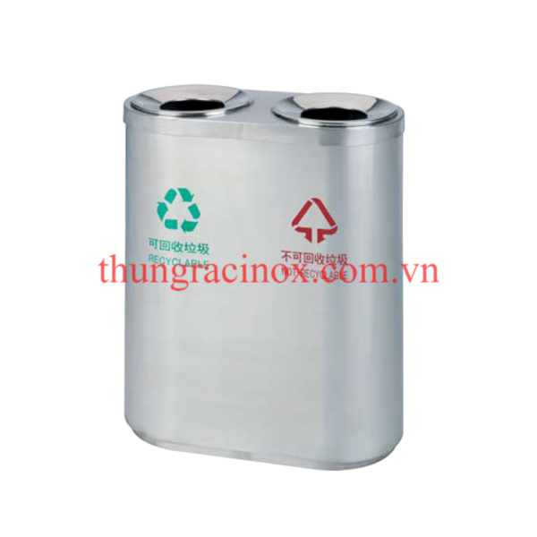 thùng rác inox 2 ngăn phân loại rác A46-A1
