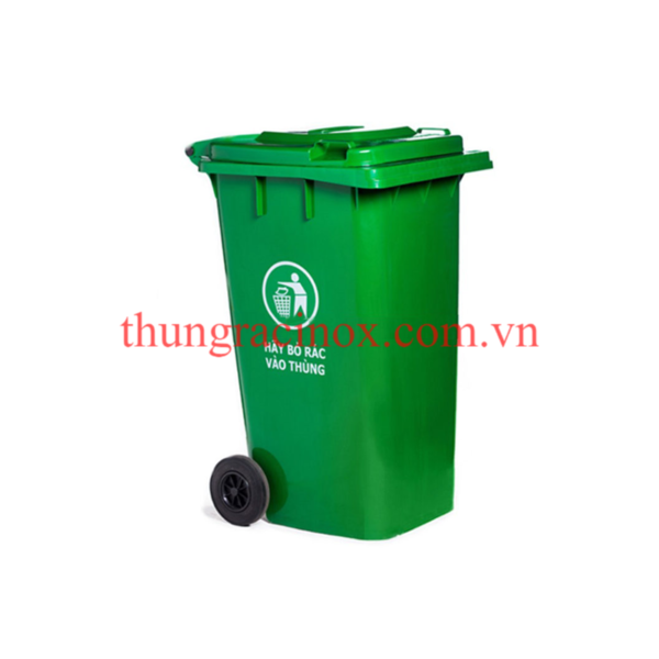 thùng rác nhựa 120 lít màu xanh lá cây